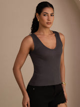 [Gray] SilkSilky-CA Sleeveless Deep V Neck Camisole 004