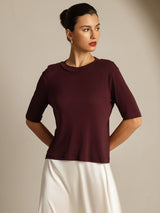 [Windsor Wine] SilkSilky-CA Half Sleeve Crew Neck Women's T-Shirt 001