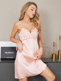 SilkSilky CA Pure Silk Sleeveless V Neck Nightgown LightPink 004