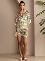 [Sand Crocodile] SilkSilky-CA Half Sleeve Lapel Collar Women's Pajamas 006
