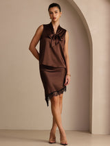 [Bitter Chocolate] SilkSilky-CA Sleeveless Tie Neck Camisole 006