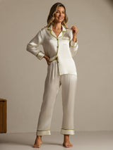 [White] SilkSilky-CA Long Sleeve Notch Collar Women's Pajamas 009