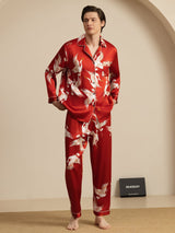 [Wine] SilkSilky-CA Long Sleeve Lapel Collar Men's Pajamas 004