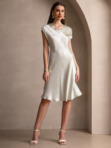 [Light Green] SilkSilky-CA Cap Sleeve V Neck Nightgown 001