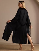 [Black] SilkSilky-CA 3/4 Sleeve Womens Robe 002