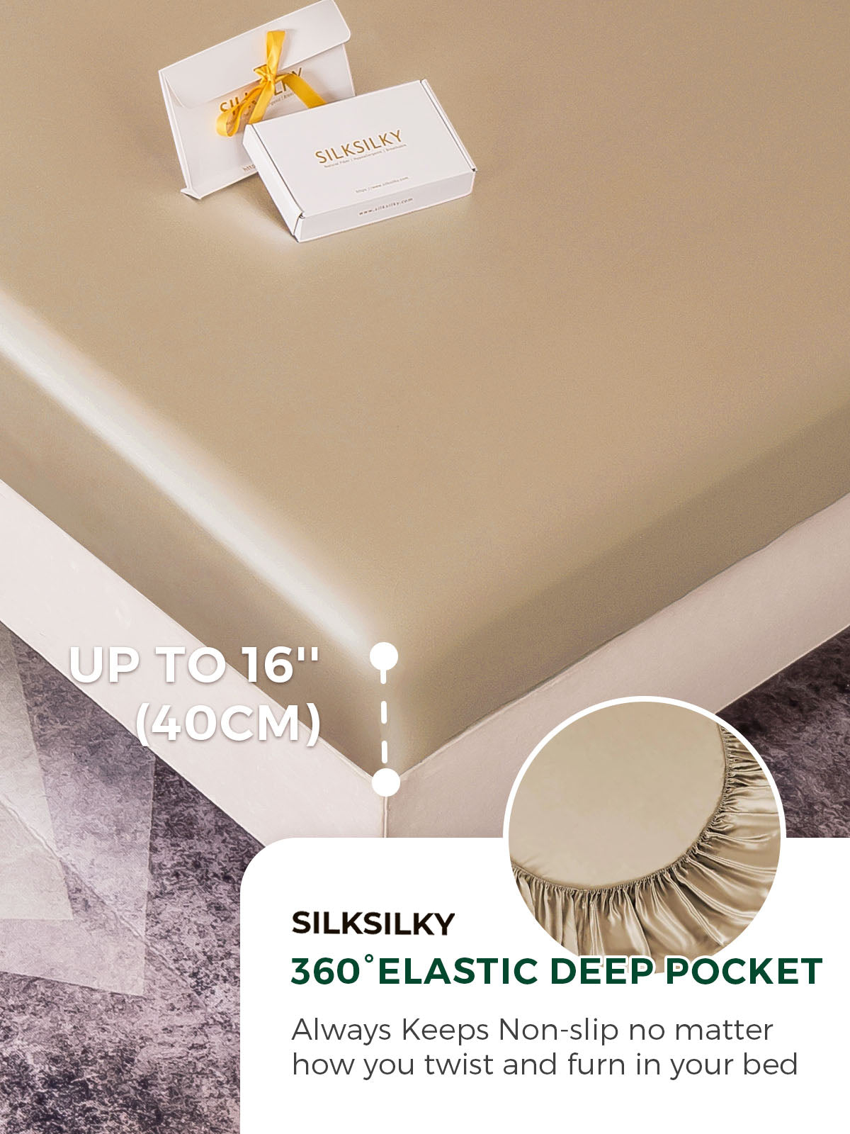 [Beige] SilkSilky-CA 19Momme Pure Silk Bedding Set 004