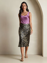 [Leopard] SilkSilky-CA 19Momme Pure Silk Skirt 009,