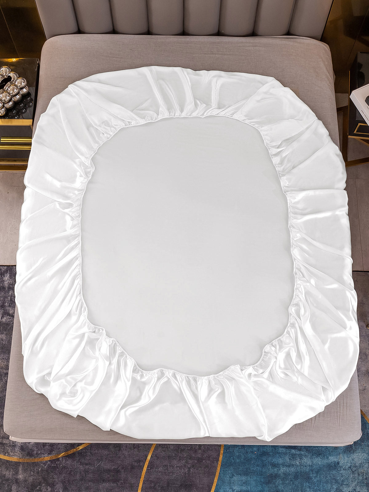 [White] SilkSilky-CA 19Momme Pure Silk Sheet 003