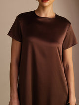 [Bitter Chocolate] SilkSilky-CA Short Sleeve Round Neck Dress 005