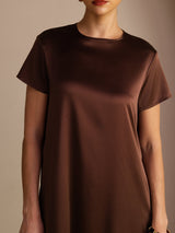 [Bitter Chocolate] SilkSilky-CA Short Sleeve Crew Neck Dress 005