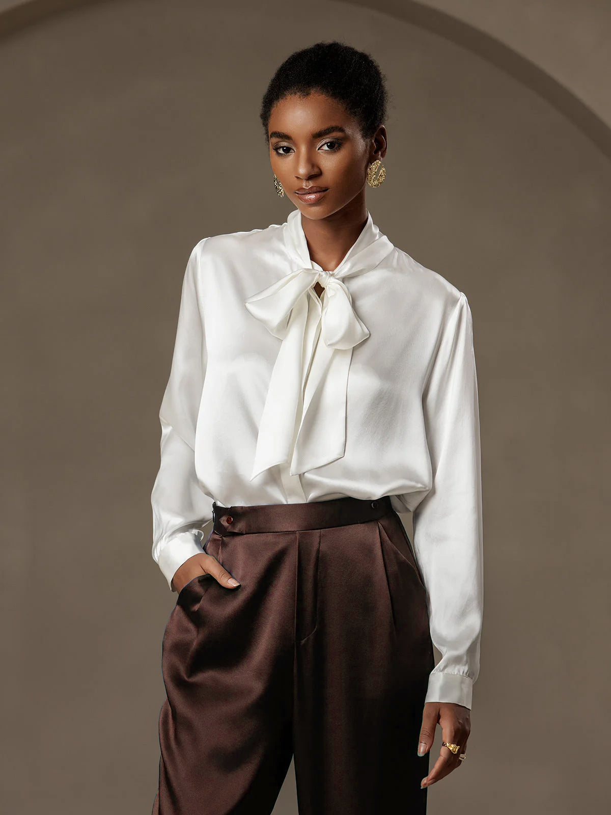 [Bitter Chocolate] SilkSilky-CA 19Momme Silk Womens Pants 003