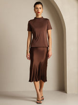 [Coffee] SilkSilky-CA Short Sleeve Women's T-Shirt 006