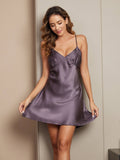 SilkSilky CA Pure Silk Sleeveless Nightgown PurpleGray 001