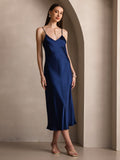 SilkSilky-CA Pure Silk Sleeveless Round Neck Dress DarkBlue 004