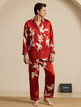 [Wine] SilkSilky-CA Long Sleeve Lapel Collar Men's Pajamas 001