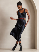 [Black] SilkSilky-CA Sleeveless Scoop Neck Dress 005