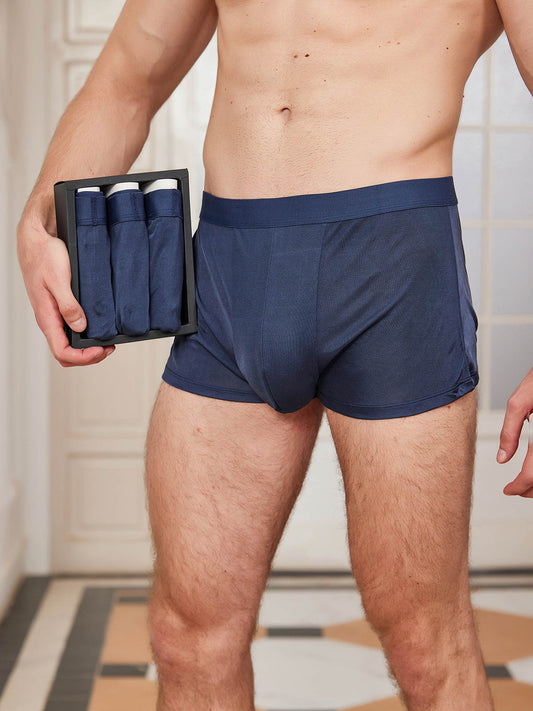 Men Silk Stain Underwear Boxers Shorts Briefs Loungewear Bottom Side Split  Trunk
