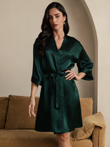 [Dark Green] SilkSilky-CA 3/4 Sleeve Women's Robe 005