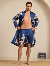 [Dark Blue] SilkSilky-CA 19Momme Long Sleeve Mens Pajamas 001