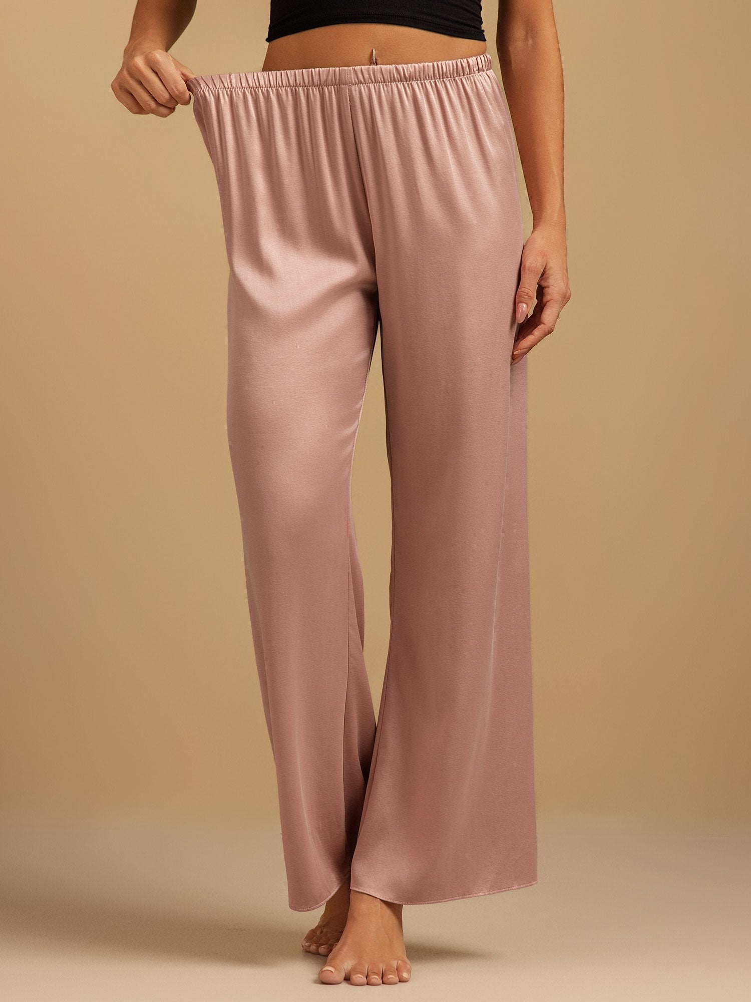 [Peach Skin] SilkSilky-CA 19Momme Washable Silk Womens Sleep Bottoms 001,