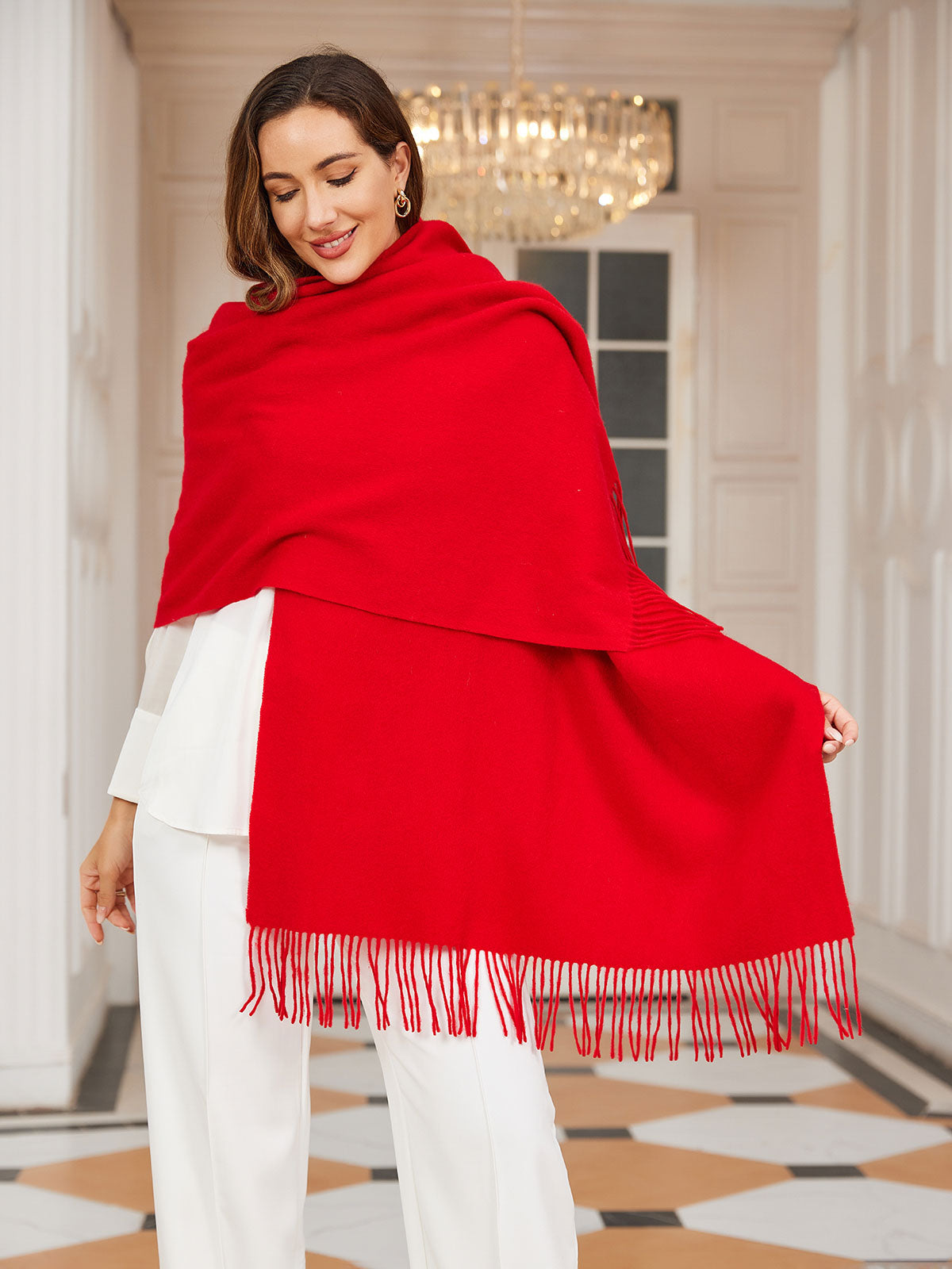 [Red] SilkSilky-CA Wool Scarf 001
