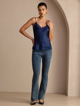[Dark Blue] SilkSilky-CA Spaghetti Strap V Neck Camisole 007