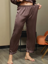 [Coffee] SilkSilky-CA Pure Silk Mens Sleep Bottoms 005,
