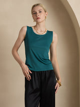 [Dark Green] SilkSilky-CA Sleeveless Round Neck Women's T-Shirt 005