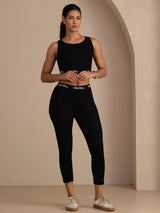 [Black] SilkSilky-CA Sleeveless Crew Neck Women's Outfit Sets 008