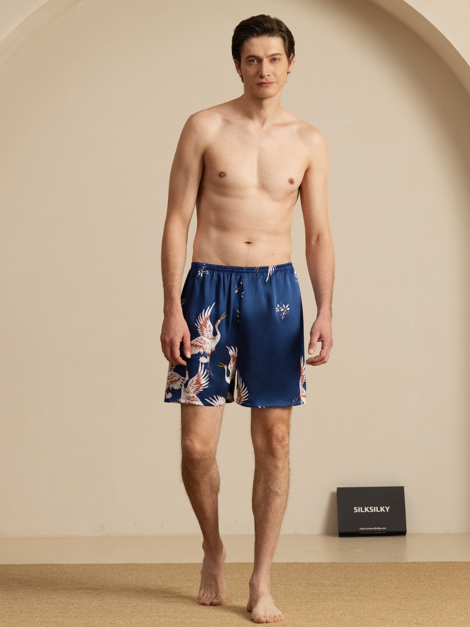 [Dark Blue] SilkSilky-CA 19Momme Mens Sleep Bottoms 005