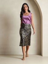 [Leopard] SilkSilky-CA 19Momme Pure Silk Skirt 006,