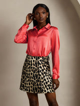 [Imperial Red] SilkSilky-CA Long Sleeve Lapel Collar Women's Shirt 005