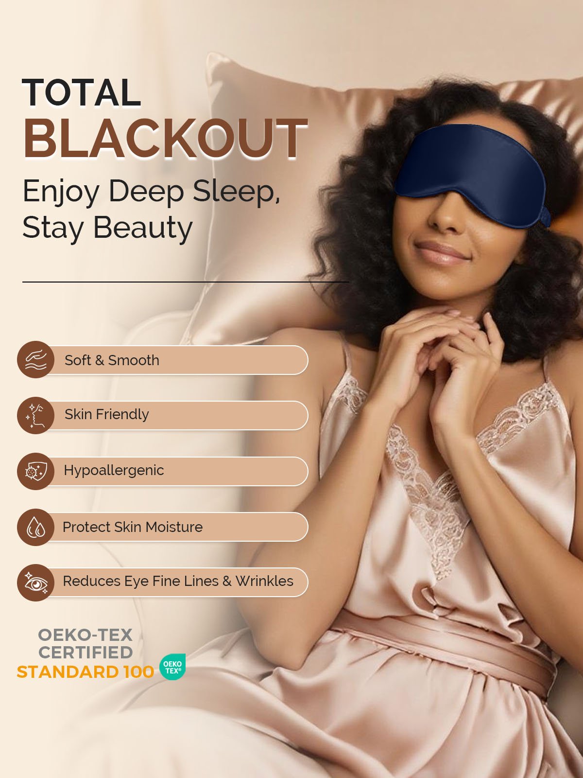 [Dark Blue] SilkSilky-CA 22Momme Pure Silk Eye Mask 005