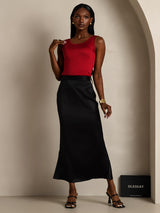 [Wine] SilkSilky-CA Sleeveless Round Neck Women's T-Shirt 005