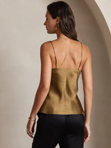 [Coffee] SilkSilky-CA Spaghetti Strap V Neck Camisole 002