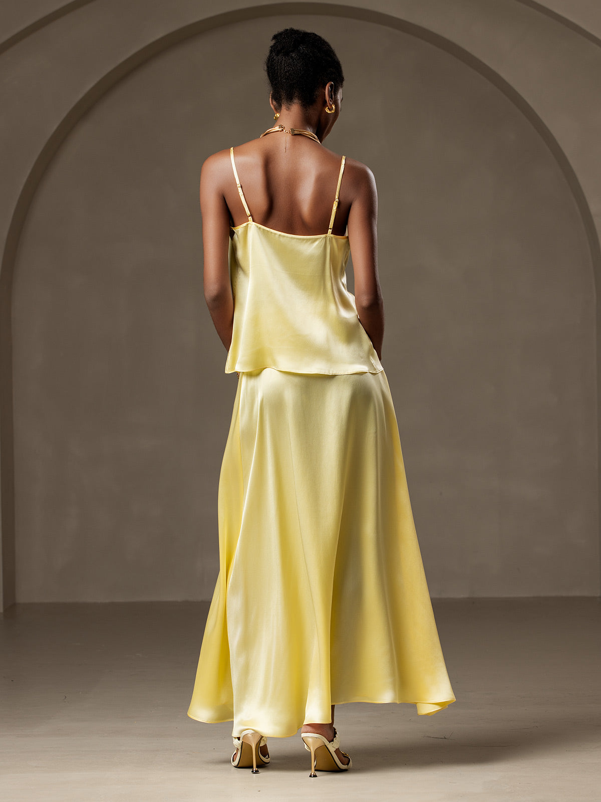 [Light Yellow] SilkSilky-CA 19Momme Silk Skirt 004