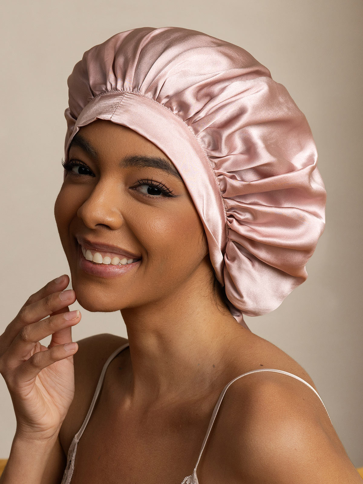 [Pink] SilkSilky-CA Pure Silk Sleep Cap 005