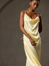 [Yellow] SilkSilky-CA Spaghetti Strap Cowl Neck Camisole 001