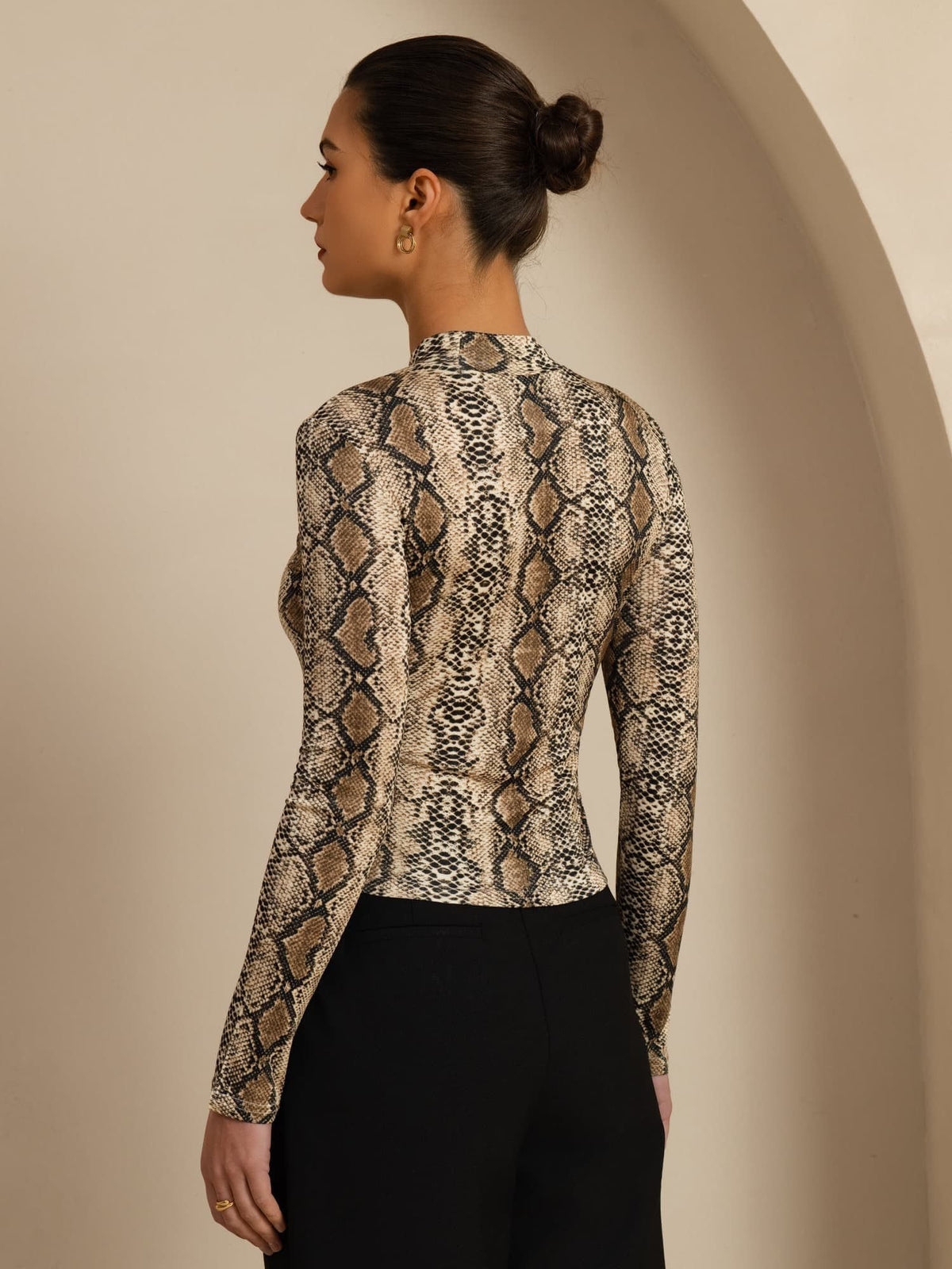 [Snakeskin] SilkSilky-CA Long Sleeve Women's T-Shirt 002