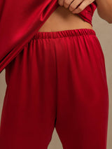 [Wine] SilkSilky-CA 19Momme Machine-Washable Silk Sleeveless Scoop Neck Women's Pajamas 003