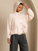 [Pink] SilkSilky-CA Silk Satin Surah Long Sleeve High Neck Women's Outerwear 001