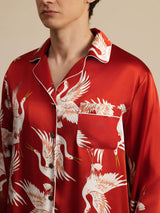 [Wine] SilkSilky-CA Long Sleeve Lapel Collar Men's Pajamas 007