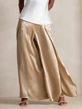 [Champagne] SilkSilky-CA 19Momme Silk Split Women's Pants 001