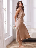 Pure Silk Casual Straps Long Dress