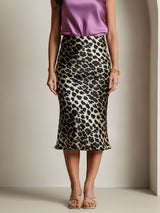 [Leopard] SilkSilky-CA 19Momme Pure Silk Skirt 003,