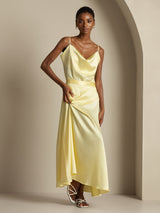 [Light Yellow] SilkSilky-CA Spaghetti Strap Cowl Neck Women's Outfit Sets 005