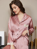 SilkSilky CA Pure Silk Long Sleeve Lapel Women's Pajamas PaleMauve 003