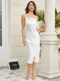 SilkSilky CA Silk Sleeveless Cowl Neck Dress White 004