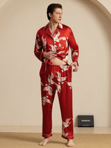 [Wine] SilkSilky-CA Long Sleeve Lapel Collar Men's Pajamas 008