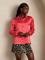 [Imperial Red] SilkSilky-CA Long Sleeve Lapel Collar Women's Shirt 006